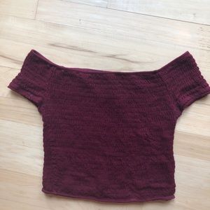 BRANDY MELVILLE off the shoulder maroon top